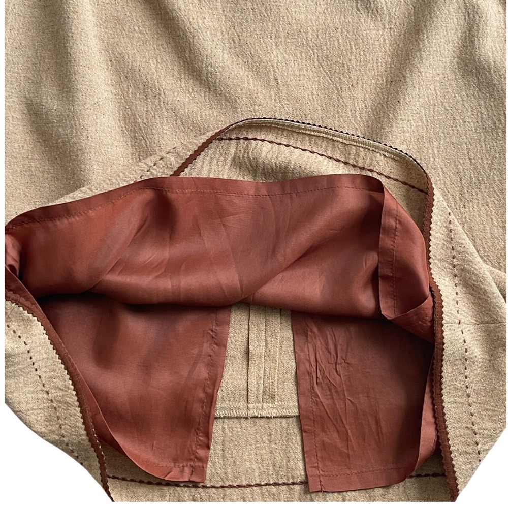 Vintage Nanette Lepore Skirt Women 12 Tan Wool Silk Blend Knee Length brown line - Picture 5 of 10